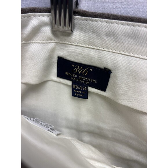 Brooks Bros 346 Madison Men’s Wool Dress Pants 36x34 Pleated Cuffed Dark Taupe - Picture 7 of 8